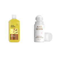Just Herbs Vitamin C Skin Brightening Exfoliating Lime + Liquorice Body Wash for 300 ml & Just Herbs Under Arm Roll On Deodorant - 50 ml Combo