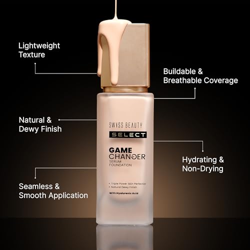 Swiss Beauty Select Game Changer Serum Lightweight Foundation | With Natural and Dewy finish | Shade- Creamy Vanilla, 30gm |