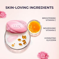 Lux Even-toned Glow Bathing Soap infused with Vitamin C & E |For Superior Glow|Buy 4 Get 1 Free|150g