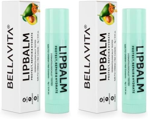 Bella Vita Organic Natural LipBalm for Dry Damaged & Chapped Lips Enriched with Shea Butter, Avocado 4 gm (Pack of 2)