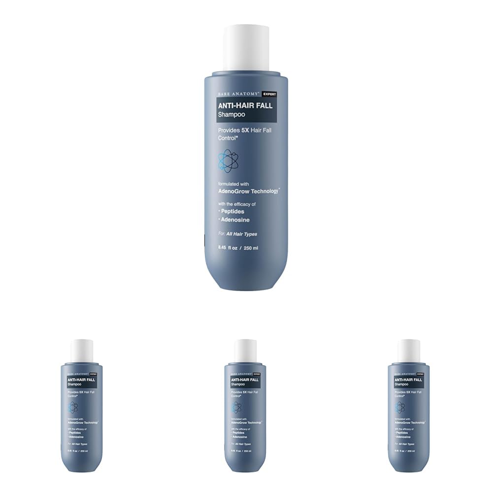 Bare Anatomy Anti Hair Fall Shampoo|5x Hair Fall Control & Growth|Contains Biotin Adenosine, & Peptides| For All Hair Types | For Women & Men | 250ml (Pack of 4)