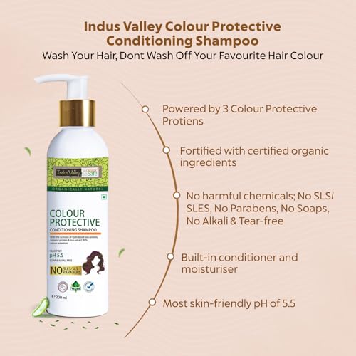 INDUS VALLEY Colour Protective Shampoo 200 ml Without Sles, No Parabens, Ph 5.5 with Natural Damage Free Gel Colour Medium Brown 4.00 Gel Hair Colour (20 g, 200 +200ml = 400 ml)