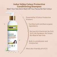 INDUS VALLEY Colour Protective Shampoo 200 ml Without Sles, No Parabens, Ph 5.5 with Natural Damage Free Gel Colour Medium Brown 4.00 Gel Hair Colour (20 g, 200 +200ml = 400 ml)