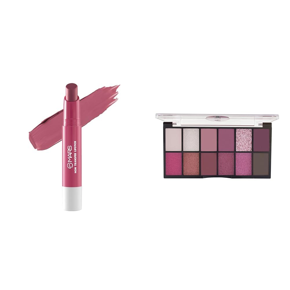 MARS Matte Super Stay Lipstick |(2.6 gm) (16-ANGEL WINGS) 12 Shades Dance of Joy Eyeshadow Palette | Highly Pigmented and Blendable | Multicolor | Matte and Shimmer Finish (13.2g) (01-Multicolor)