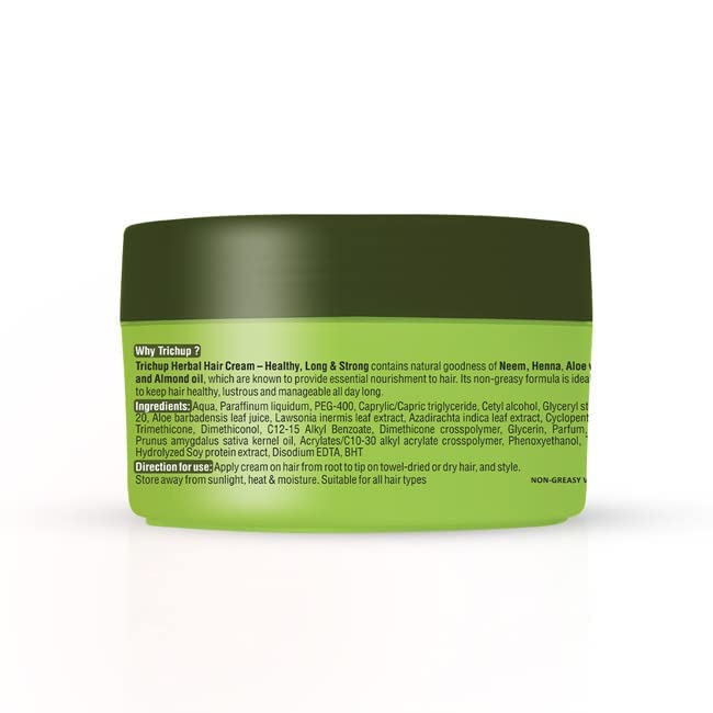 Trichup Healthy, Long & Strong Herbal Hair Cream - Enriched with Aloe vera, Neem, Henna, Soya protein and Almond oil - For Healthy, Lustrous and Shiny Hair (200ml)