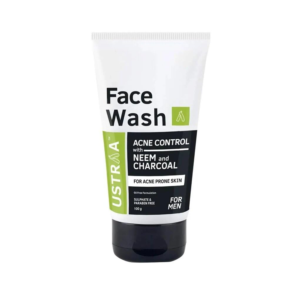 Ustraa Face Wash Acne Control - With Neem & Charcoal - 100g - Oil control, Prevents Acne & Moisturising Cream - Oily Skin - 100g | Quick Absorption | with Shea Butter