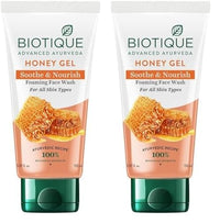 Biotique Honey Gel Soothe & Nourish Foaming Face wash | Soap Free Formula | Reduce Dryness | 100% Botanical Extracts | Suitable for All Skin Types | 150ml (Pack of 2)