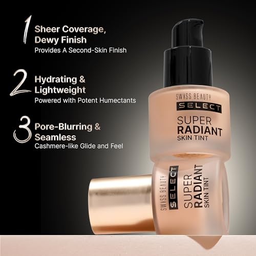 Swiss Beauty Select Super Radiant Hydrating Skin Tint | With Hyaluronic acid | Provides Natural, Dewy Glow | Shade- Creamy Glow, 30gm
