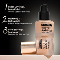 Swiss Beauty Select Super Radiant Hydrating Skin Tint | With Hyaluronic acid | Provides Natural, Dewy Glow | Shade- Creamy Glow, 30gm