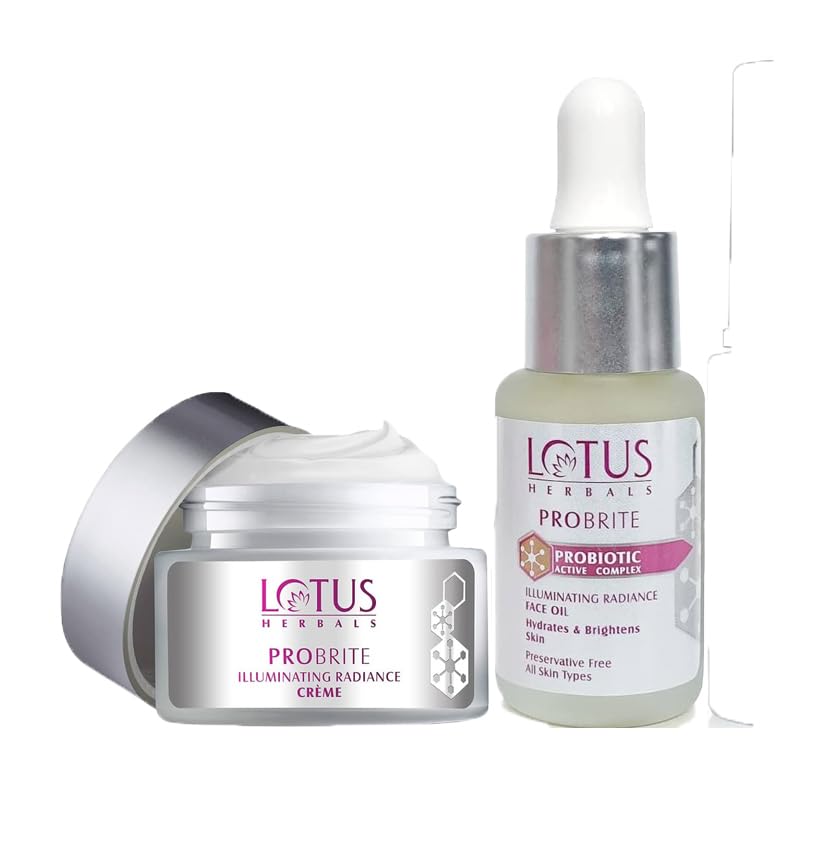 Lotus Herbals Probrite Illuminating Radiance Cream 50gm, Radiance Face Oil 15ml set of 2