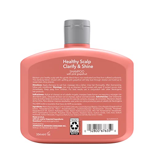 Neutrogena Shampoo Color Safe, Clarify & Shine with Pink GrapeFruit, 12 Ounce