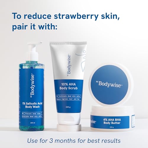 Be Bodywise 10% Lactic AHA Exfoliating Body Scrub For Tan Removal & Soft-Smooth Skin | For Women | De-Tan Bathing Scrub with Centella Water & Aloe Vera, Removes Dirt & Dead Skin from Neck, Knees, Elbows & Arms