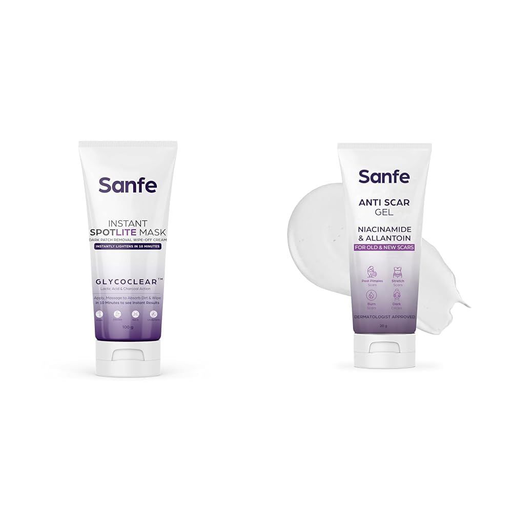 Sanfe Instant Spotlite Mask For Dark Underrams Neck & Body Anti Scar Gel - Niacinamide & Allantoin Acne/Stretch/Burn scars/Dark circles removal cream For old & new scars-20 g