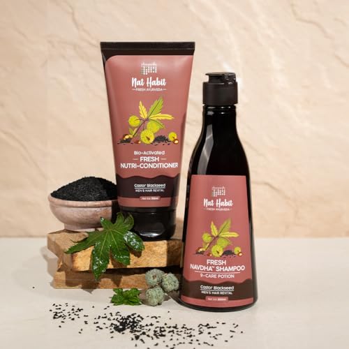 Nat Habit Castor Black Seed Shampoo and Conditioner Combo for Men Manageable Hair, Men's Revital with Castor