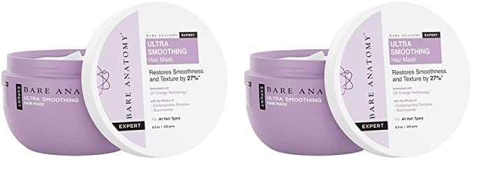 Bare Anatomy Ultra Smoothing Hair Mask For Dry & Frizzy Hair | Restores Smoothness & Texture by 27% | Powered By Carbohydrate Complex & Niacinamide | For Women & Men | SLS & Paraben Free | 250gm