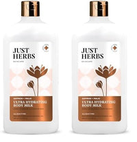Just Herbs Saffron + Malai Nourishing Body Milk Moisturizer for Men & Women | Hydrating Body Lotion for Dull, Tired & Dry Skin | Suits All Skin Types - 300 ml (Pack of 2)