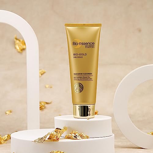 Bio Essence 24K Gold Radiance Face Cleanser, Niacinamide Face Wash for Women, Collagen Amino Acid, Hydrating Face Cleanser for Glowing Skin, Ideal for All Skin Types, Antioxidant, Anti Ageing, 100g
