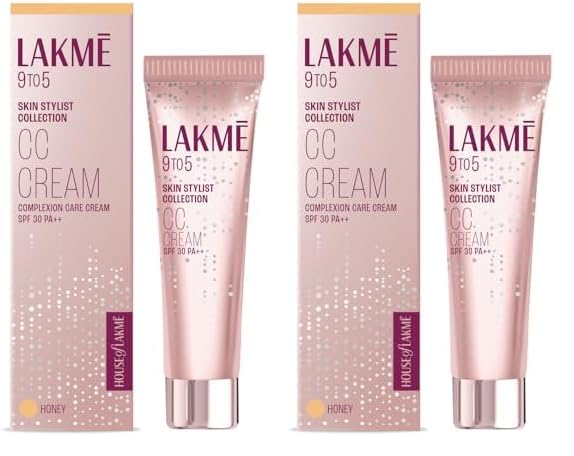 Lakmé 9 To 5 Complexion Care Face Cc Cream, Light, Natural Honey, Spf 30, Conceals Dark Spots & Blemishes, All Skin Type - 30 G (Pack of 2)