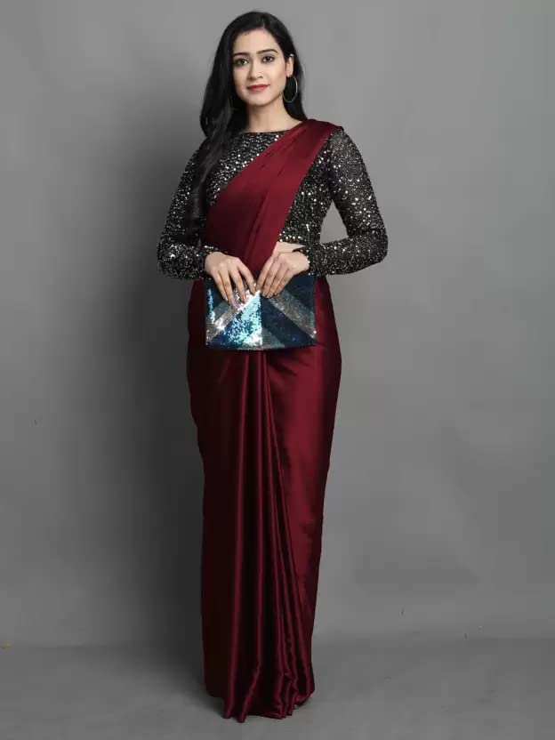 Regolith Designer Sarees for Women 's  Georgette ready to wear sarees for women With Fancy Saree Blouse Piece