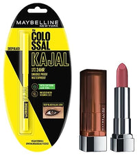 Maybelline New York Colossal Kajal, Black, 0.35g And Maybelline New York Color Sensational Creamy Matte Lipstick, 660 Touch of Spice, 3.9g