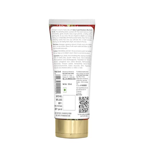 Body Cupid Strawberry Bliss Body Scrub | Gentle Exfoliation for Soft, Radiant Skin | Juicy Strawberry Fun | 150ml