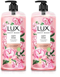 Lux Body Wash Soft Skin French Rose & Almond Oil Super Saver XL Pump Bottle with Long Lasting Fragrance, Glycerine, Paraben Free, Extra Foam, 750 ml (Pack of 2)