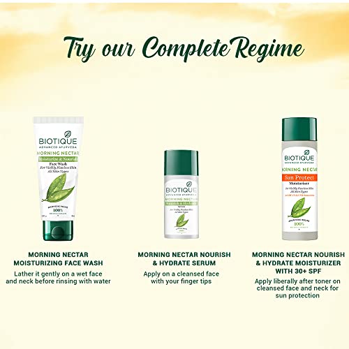 Biotique Morning Nectar Sun Protect Moisturizer SPF 30 UVA/UVB Sunscreen| Contains Wild Turmeric, Neem Leaves, & Morning Nectar | Visibly Flawless Skin | Suitable for All Skin Types | 120 ml