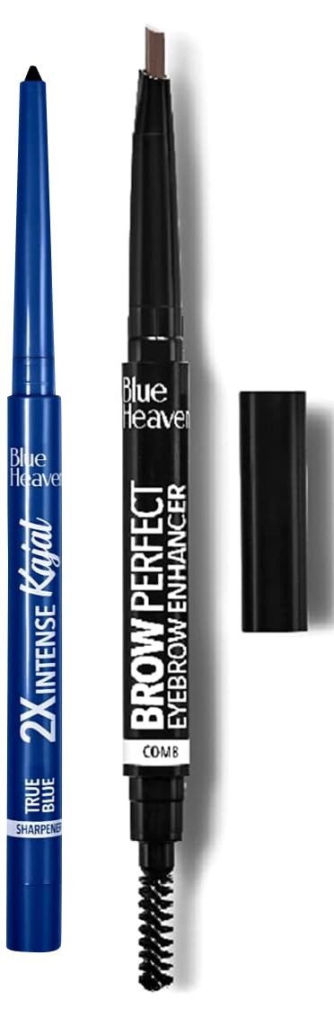 Blue Heaven Artisto Eyebrow Enhancer Pencil & Styler, Honey Brown,0.30g & Blue Heaven Soft Kajal Eyeliner, Blue, 0.31g