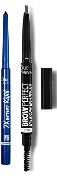 Blue Heaven Artisto Eyebrow Enhancer Pencil & Styler, Honey Brown,0.30g & Blue Heaven Soft Kajal Eyeliner, Blue, 0.31g