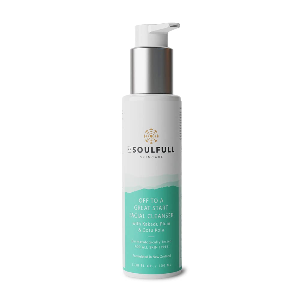 BE SOULFULL Facial Cleanser with Kakadu Plum & Gotu Kola Cleansing Gel, Soap-Free Daily Face Wash For Gentle Cleansing With Licorice Root, Remove Impurities, Moisturizes & Improves Skin Texture, 100ml