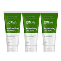 Globus Naturals Refreshing Face Wash with Peach & Red Grapes, For anti aging and moisturising, Suitable for Combination & Oily Skin 50gm, Set of 3