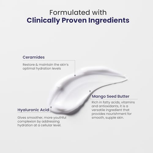 RE' EQUIL Ceramide & Hyaluronic Acid Moisturiser | Moisturizer For Face | Barrier Repair Cream | Long Lasting Hydration | Suitable For Normal To Dry Skin | 100G
