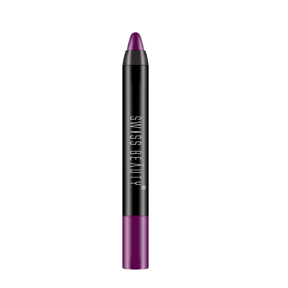 Swiss Beauty 12 Hrs. Stay Matte Lip Crayon, Purple Villain, 3g - Long Lasting, Waterproof, Super Stay, Matte Finish Lip Crayon, Long Wear, Crayon Lipstick
