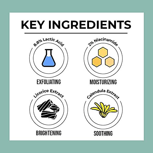 Dr. Sheth's Liquorice & 8.8% Lactic Acid (AHA) Chemical Peel For Even-Toned, Glowing Skin With 2% Niacinamide, Calendula Extract, AHA Peeling Solution For Face, Chemical Exfoliator For Unisex, 30g