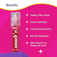 Swiss Beauty CRAZE Snack'n Nourishing Lip Oil | With Vitamin E and Hyaluronic acid | Gives Glass -Like shine | Shade- Pumpkin Pie, 4.5ml