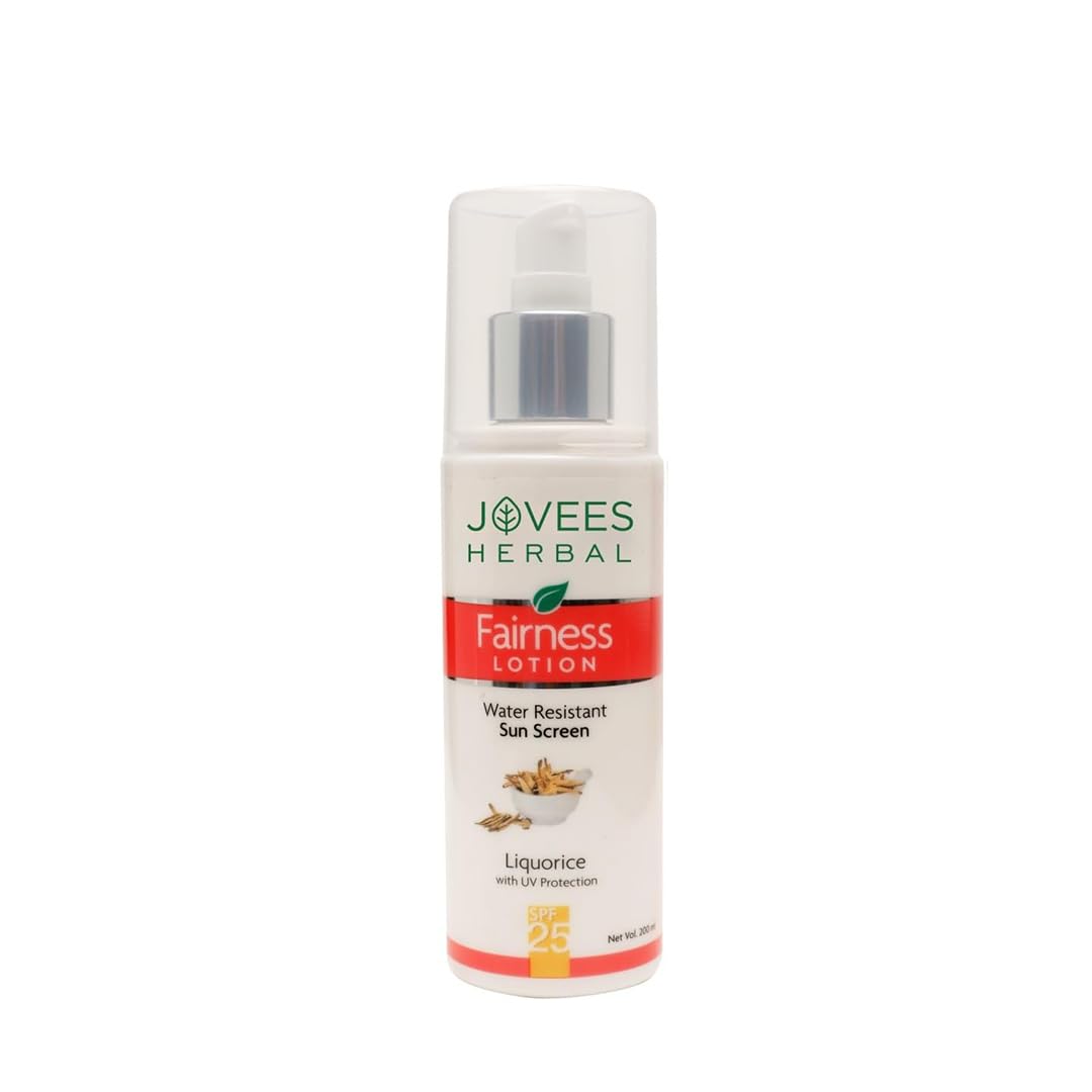 Jovees Herbal Sunscreen Fairness SPF 25 Lotion for Oily, Sensitive, Lightweight, Fast Absorbing, Uva And Uvb Filters, Prevents Tanning, No White Cast, Non-Greasy | Protect From Uneven Skin Tone 200ml