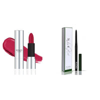 FLiCKA Tomato Bullet Matte Lipstick| Nontransfer Lipstick, Waterproof, Hydrating, Moisturizing, Upto 6Hrs, Shade 15, 4g Wild & Kind Twist Kajal Pen 04 Green Treasure Waterproof & Long Lasting 0.30gm
