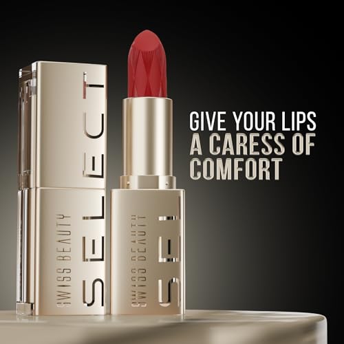 Swiss Beauty Select Crème Touch Hydrating Lipstick | With Vitamin E and Tea Tree Oil | High -shine finish | shade- Delightful Plum, 3g |