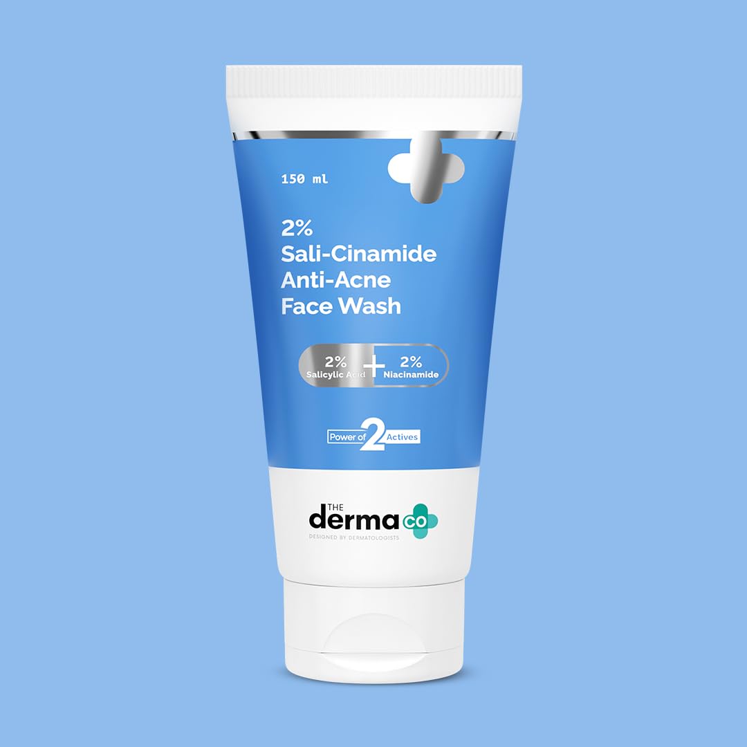 The Derma Co 2% Sali-Cinamide Anti-Acne Face Wash | With 2% Salicylic Acid & 2% Niacinamide I Treats Active Acne & Fades Acne Marks I For Oily & Combination Skin I Power of 2 Actives | For Men & Women | 150 ml