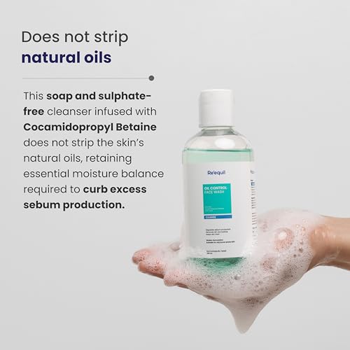 RE' EQUIL Oil Control Face Wash | Soap & Sulphate Free Face Wash with Zinc PCA | Controls Excessive Oil Production | For Oily Acne Prone Skin | 200 ml