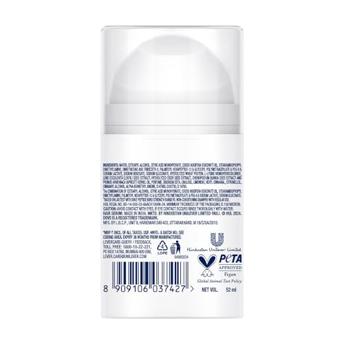 Dove Peptide Bond Strength Leave-in Crème Serum 52 ml |Enriched with 5% PROTEIN PEPTIDE Complex| Lightweight Texutre | Continuous Damage repair