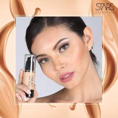 Stars Cosmetics Liquid Foundation Face Makeup Professional Long Lasting & Full Coverage Matte Finish Suitable For All Skin Types Keeps Skin Hydrated Protects From UV Rays Contains SPF 20 (Beige) 30ml