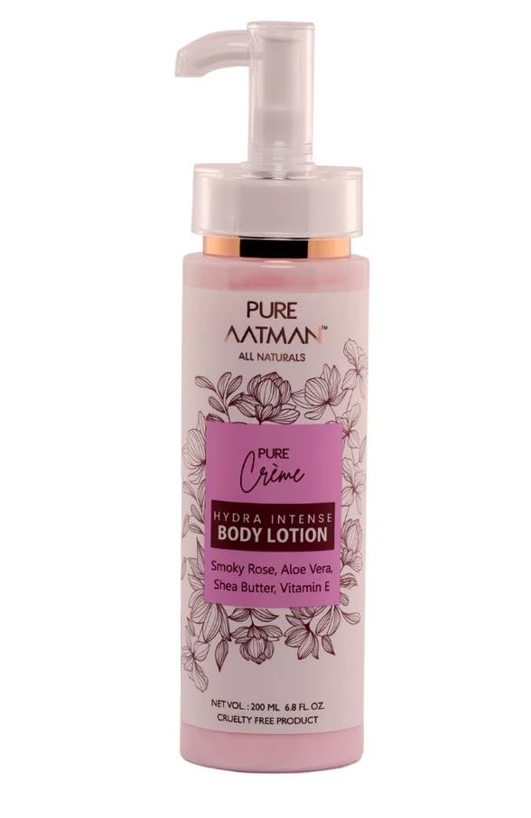 PURE AATMAN Hydra intense Body lotion for women men girls | for dry skin winter daily moisturizer | Body Lotion 200ml | Body Lotion With Smoky rose & aloe vera