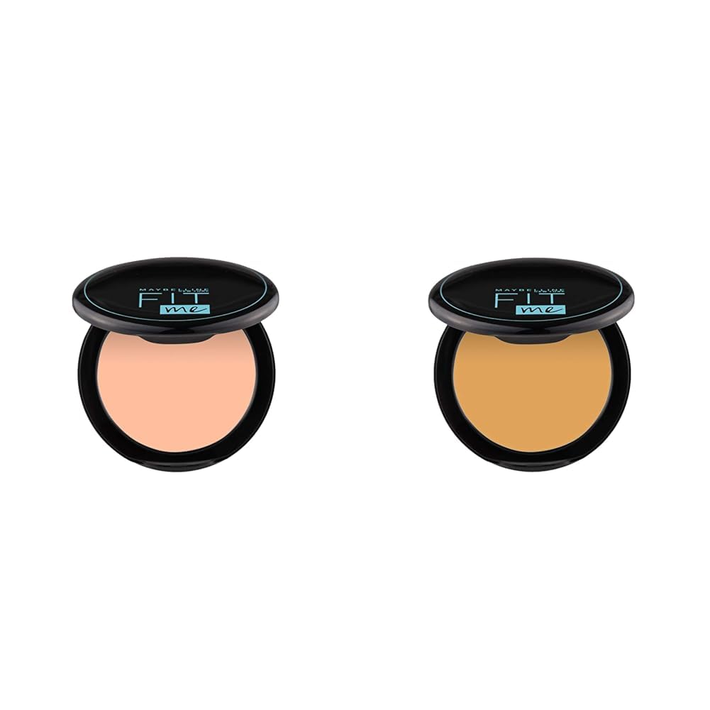 Maybelline New York Fit Me Matte + Poreless Compact Powder & Fit Me Matte + Poreless Compact Powder For All Skin Types (Beige, 8g+8g)