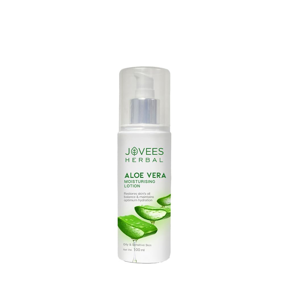 Jovees Herbal Aloe Vera Moisturising Lotion |With Sandal And Peach Extract |Nourishes, Heals and Hydrates Skin | For Oily & Sensitive Skin 100ml