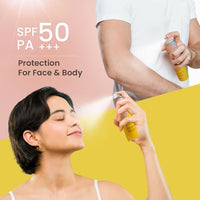 Swiss Beauty Protect Maxx Sunscreen Air Mist | SPF 50 PA+++ | With Niacinamide | UVA+UVB Protection | Even Over Makeup | For Face & Body | 80ml
