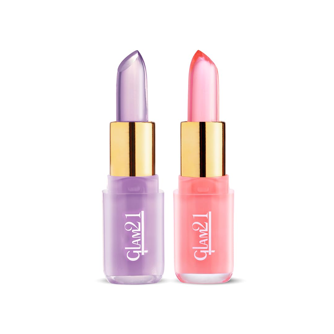 Glam 21 Jelly Pop Fruity Gel Lipstick| Moisturising | Glossy Finish | Gives A Natural Colour | Lightweight | Cranberry Pink & Blueberry Purple - Pack Of 2