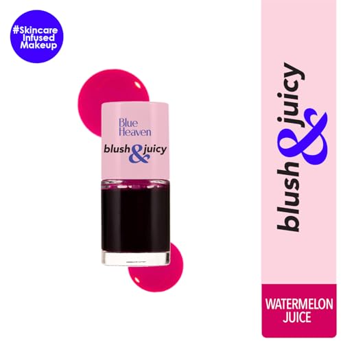 Blue Heaven Blush & Juicy Lip & Cheek Tint Infused with Pomegranate & Strawberry Extract | Multipurpose 3 in 1 Lip Tint | Long Lasting, Water Proof & Hydrating Liquid Blush, Watermelon Juice, 9ml