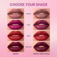 Swiss Beauty Duo Lipstick | Matte smudge-proof Liqud Lipstick + Transparent glossy Lipgloss | Transfer -proof and Long lasting | Shade-Charming Pink, 10ml