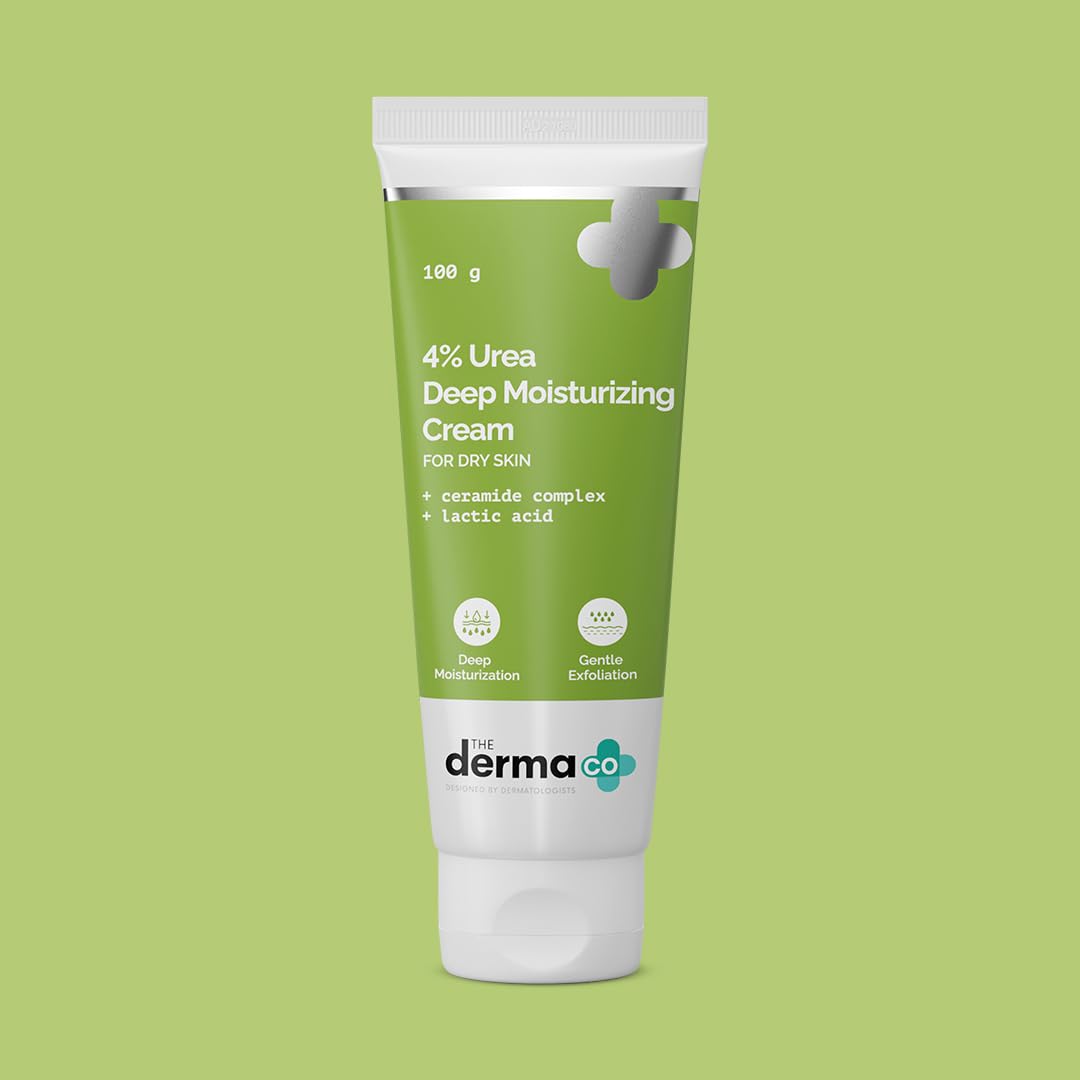 The Derma Co 4% Urea Deep Moisturizing Cream with Lactic Acid & Ceramide Complex | Deeply Moisturizes | Gently Exfoliates| Repairs Skin’s Natural Barrier | Lightweight Formula I For Very Dry Skin-100g